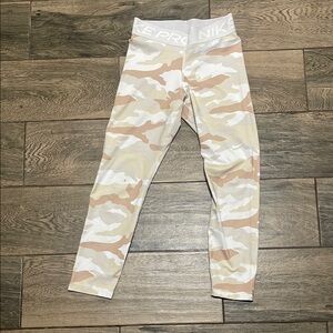 Nike White and Tan Leggings Camouflage Design